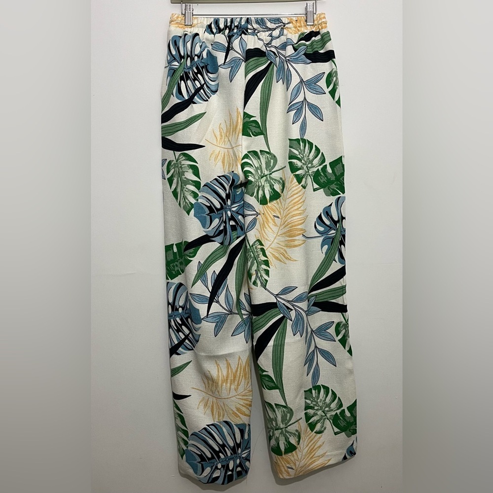 Alex & Parker Tropical Print Wide Leg Pants | Drawstring Waist | Size S - Picture 4 of 11
